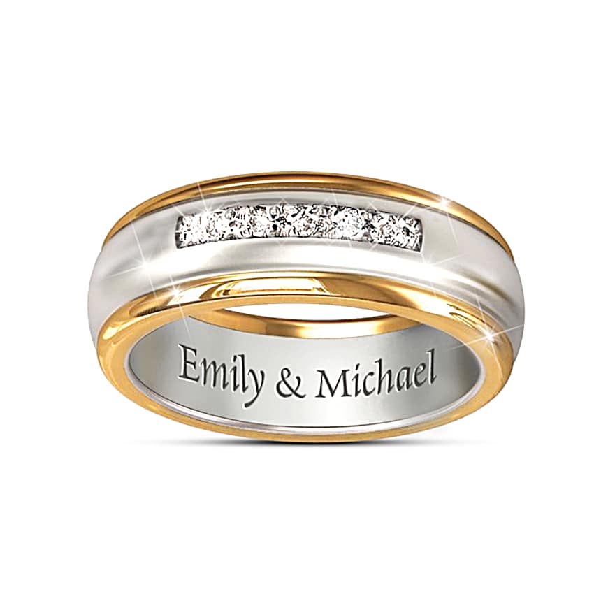 Together Forever His & Hers Personalized Set Of Diamond Wedding Rings
