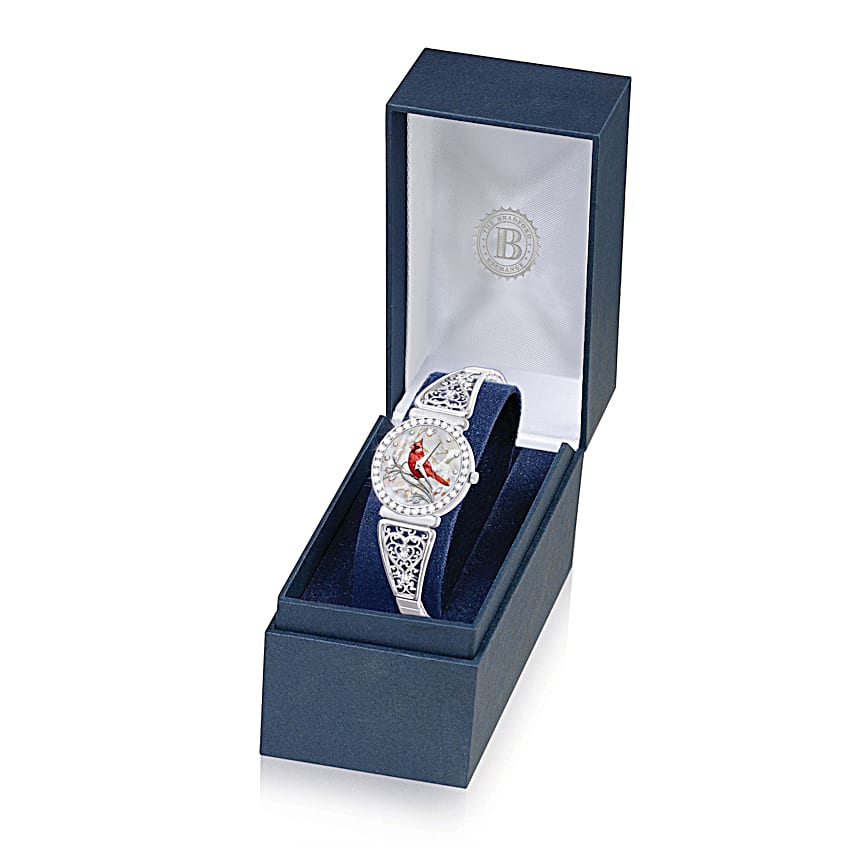 The Bradford Exchange Messenger From Heaven Ladies Watch Crystals Cardinal Dial Messenger From Heaven Cardinal Stainless Steel Womens Watch main image 3