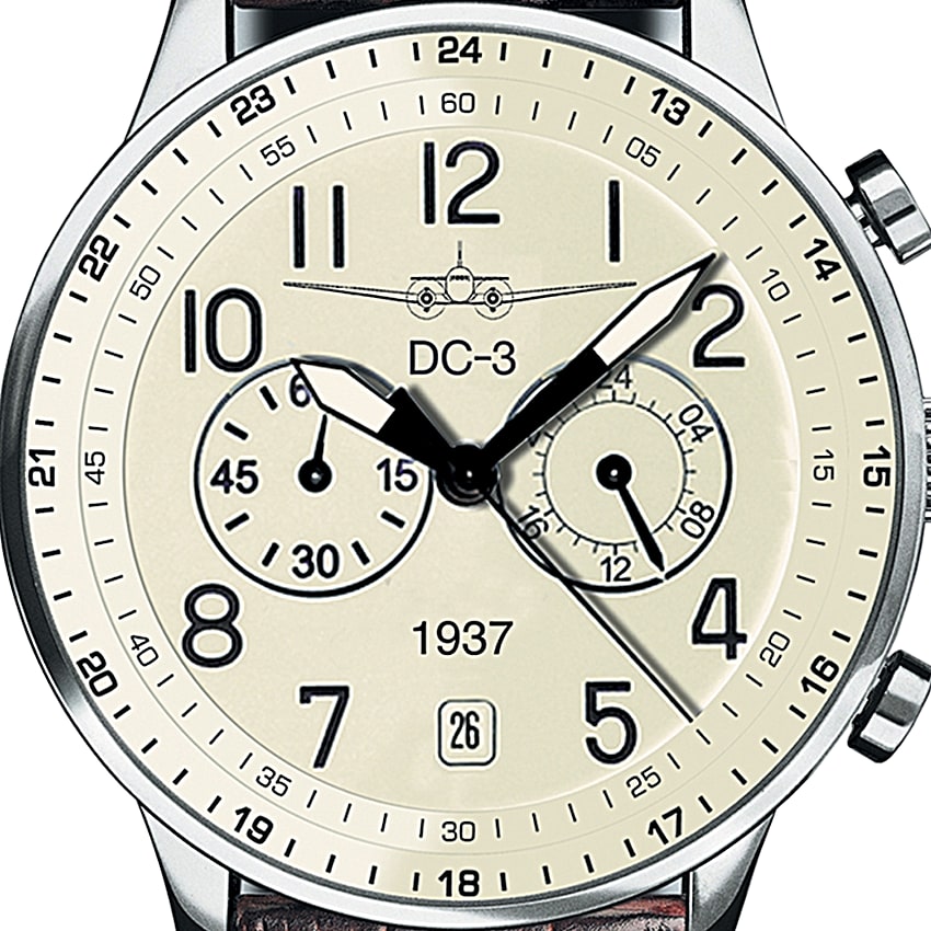 The Dc–3 Airplane Stainless Steel Men's Watch: Classic Chronograph