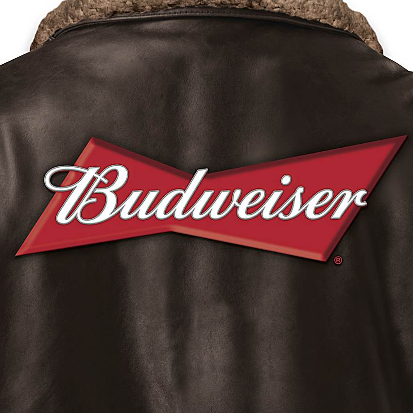 Budweiser Mens Leather Bomber Jacket