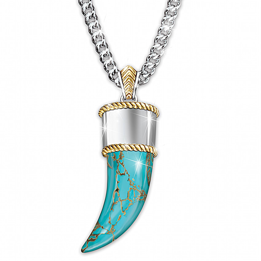 Spirit Of The West Mens Buffalo Horn-Shaped Turquoise Pendant