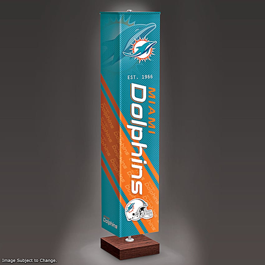 dolphins football helmet lamp NFL Miami Official Metal Sign License Plate Exclusive Collect Glowing with pride for your favorite football team Miami Dolphins 21" Glass Table