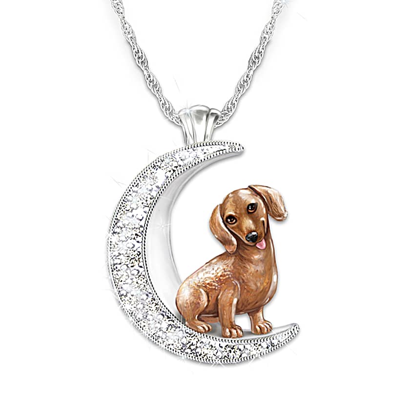 I Love My Dachshund To The Moon And Back Womens Crescent-Shaped