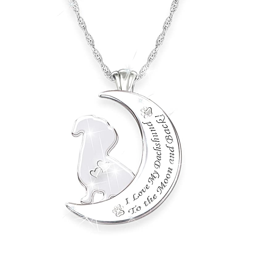 I Love My Dachshund To The Moon And Back Womens Crescent-Shaped