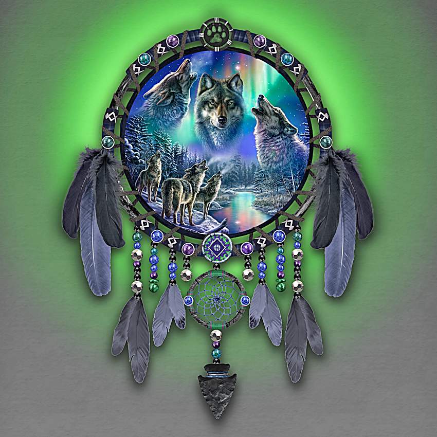 Aurora Borealis Illuminated Native American Inspired Dreamcatcher