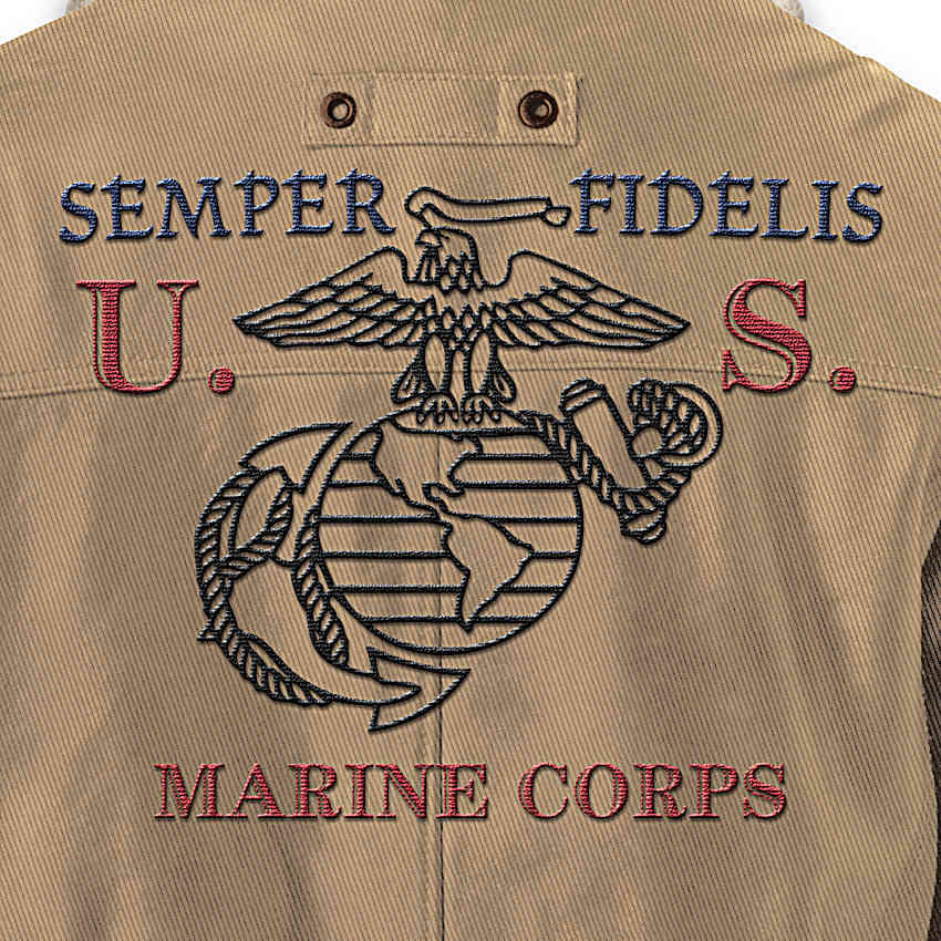 USMC Semper Fidelis Mens Vintage Style Twill Bomber Jacket With