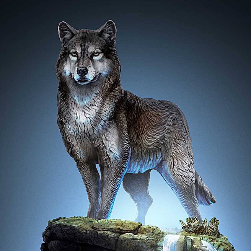 Majestic Encounter Illuminated Wolf Sculpture By Artist Al Agnew