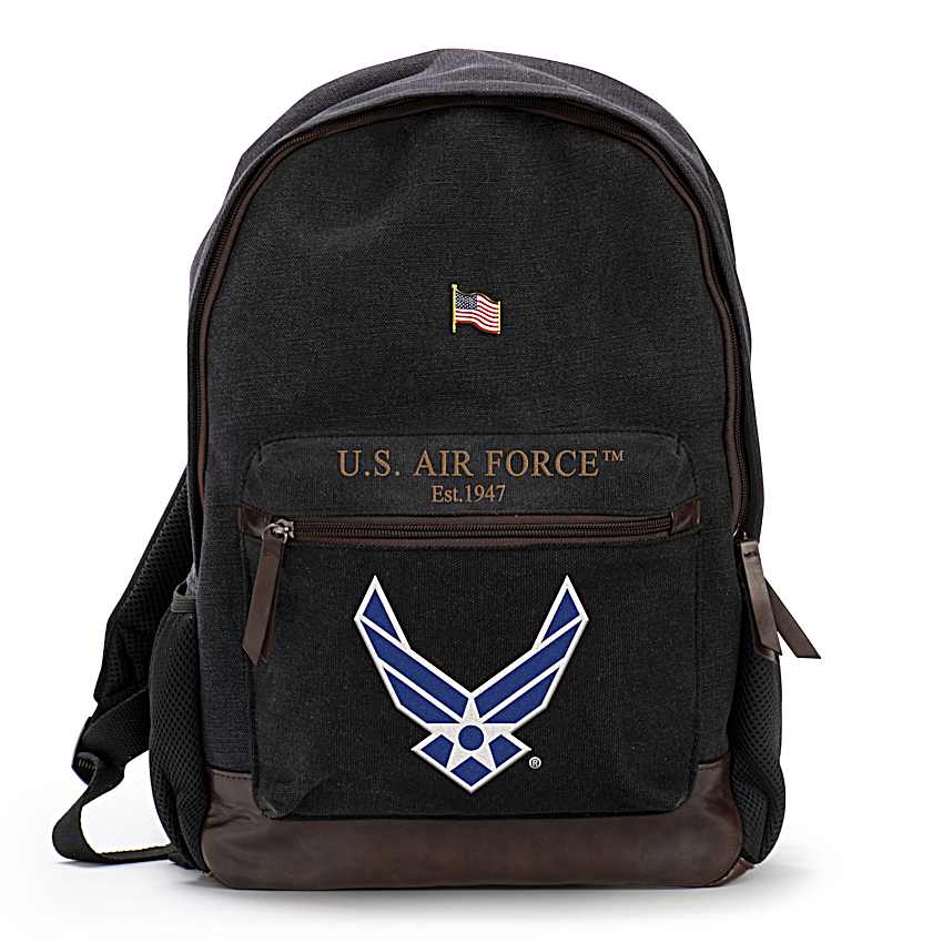U.S. Air Force Black Canvas Backpack Featuring An  display picture 2