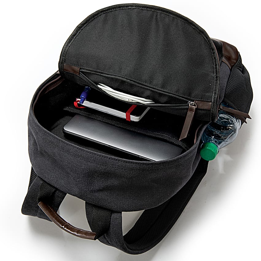 U.S. Navy Black Canvas Backpack Featuring An Embroidered U.S. Navy