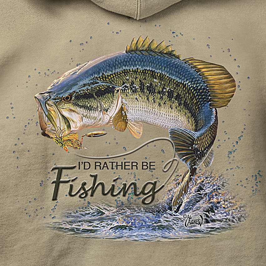 Fish On! Mens Full-Zip Hoodie Featuring Fishing Art By Artist Al