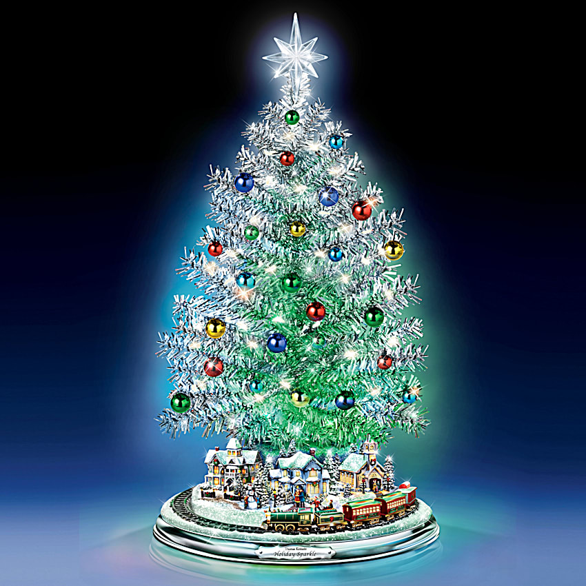 Silver Blessings Tabletop Christmas Tree Adorned With Color