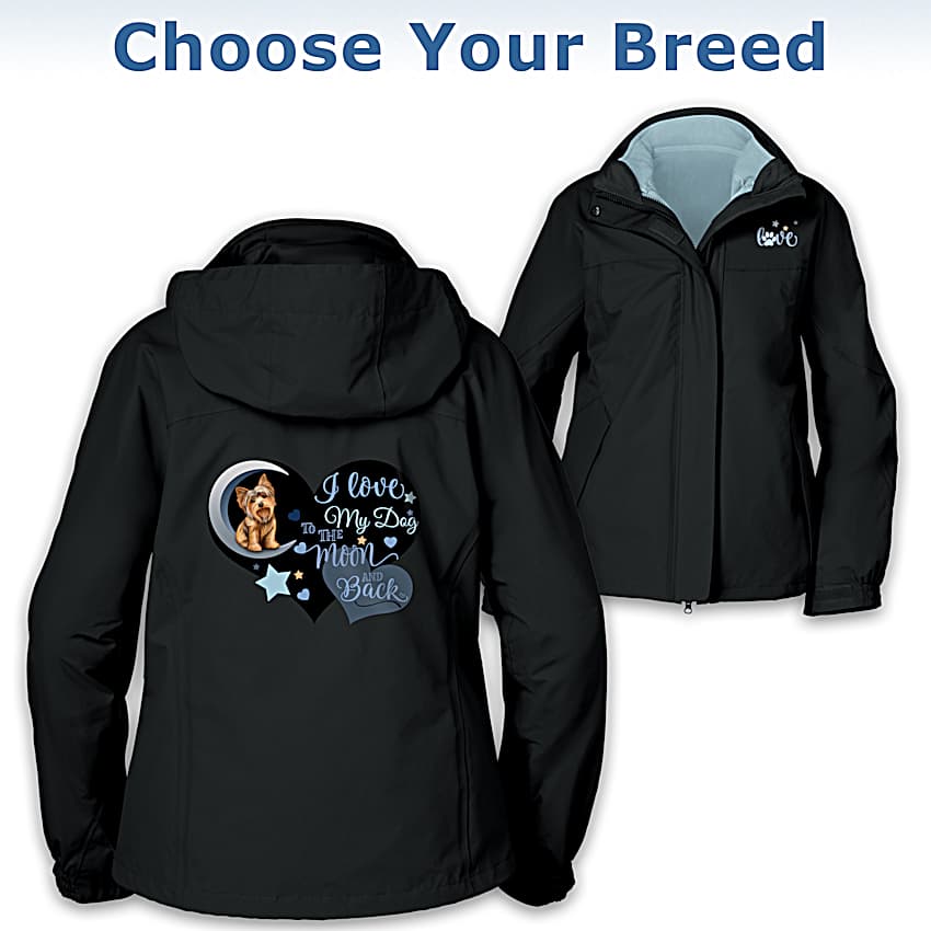 I Love My Dog To The Moon & Back 3-In-1 Jacket Featuring A Light
