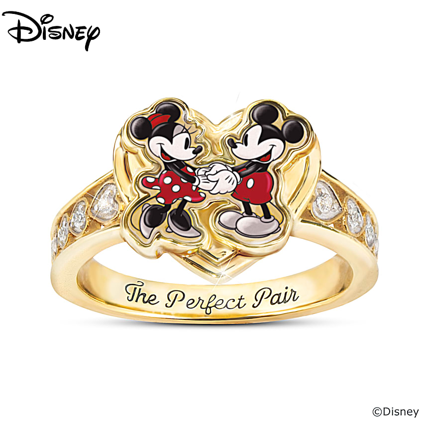 Disney ミッキーマウス2018年10ユーロ petite reine Disney Ultimate Couple Womens Romantic 18K Gold-Plated Mickey