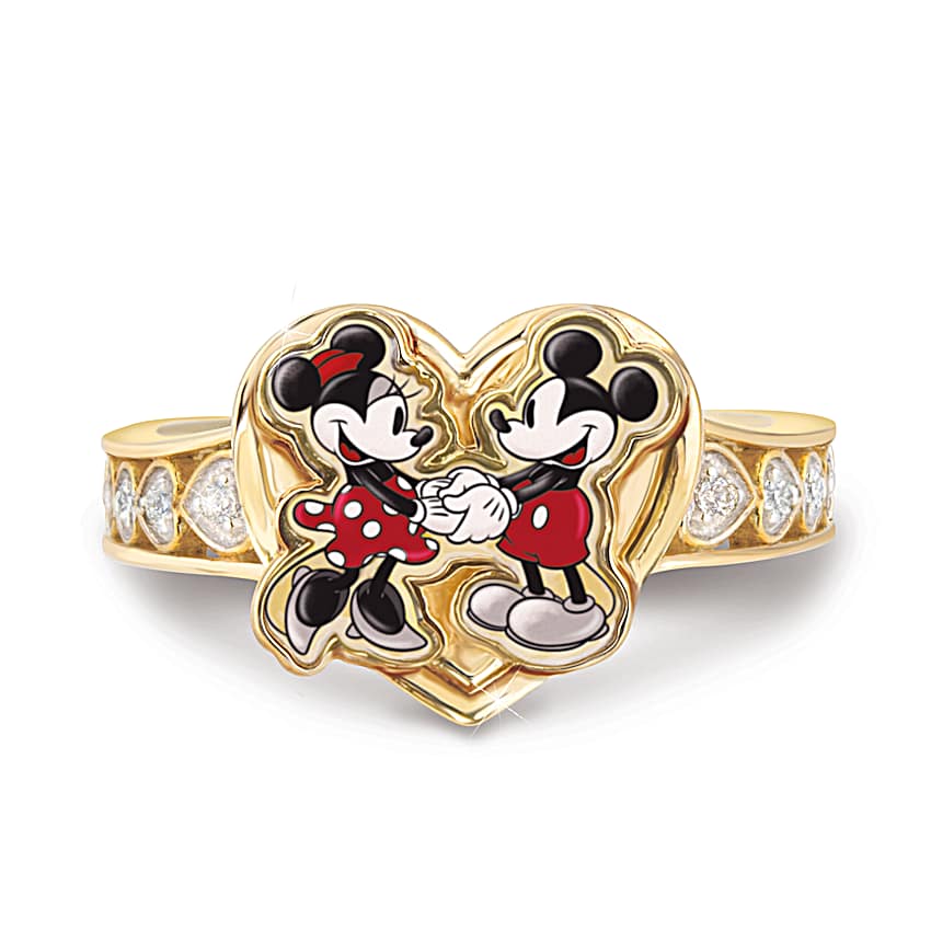 Disney Ultimate Couple Womens Romantic 18K Gold-Plated Mickey