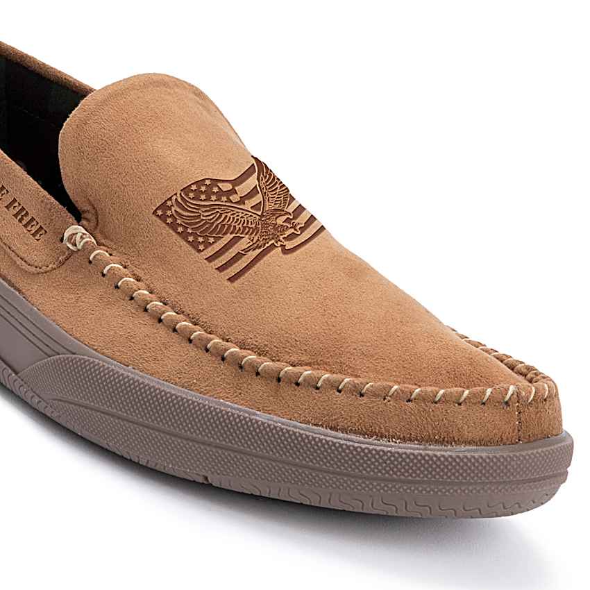 Patriotic Pride Mens Tan Faux Suede Moccasins Featuring An  display picture 3