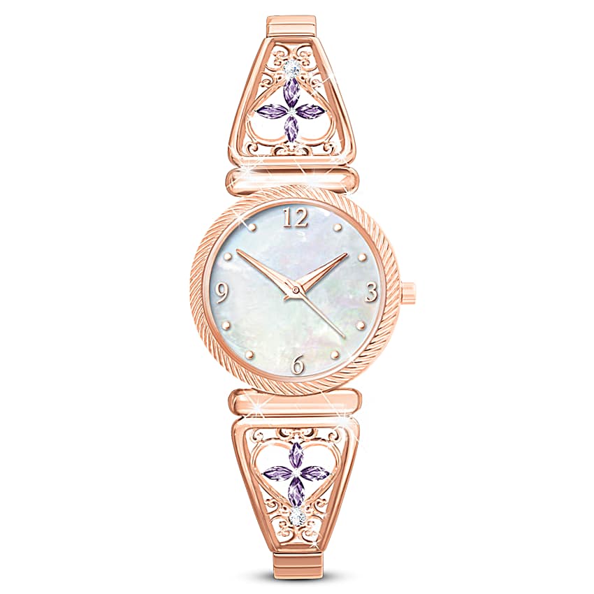 Copper-Plated Mother-of-pearl Watch Featuring A Stretch Band  display picture 3