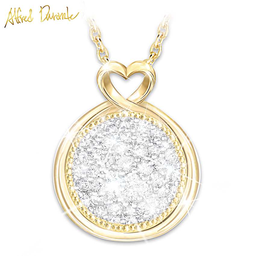 Mon Diad 　10K ネックレス Alfred Durante Womens 10K-Gold Round Pendant With A Center Cluster
