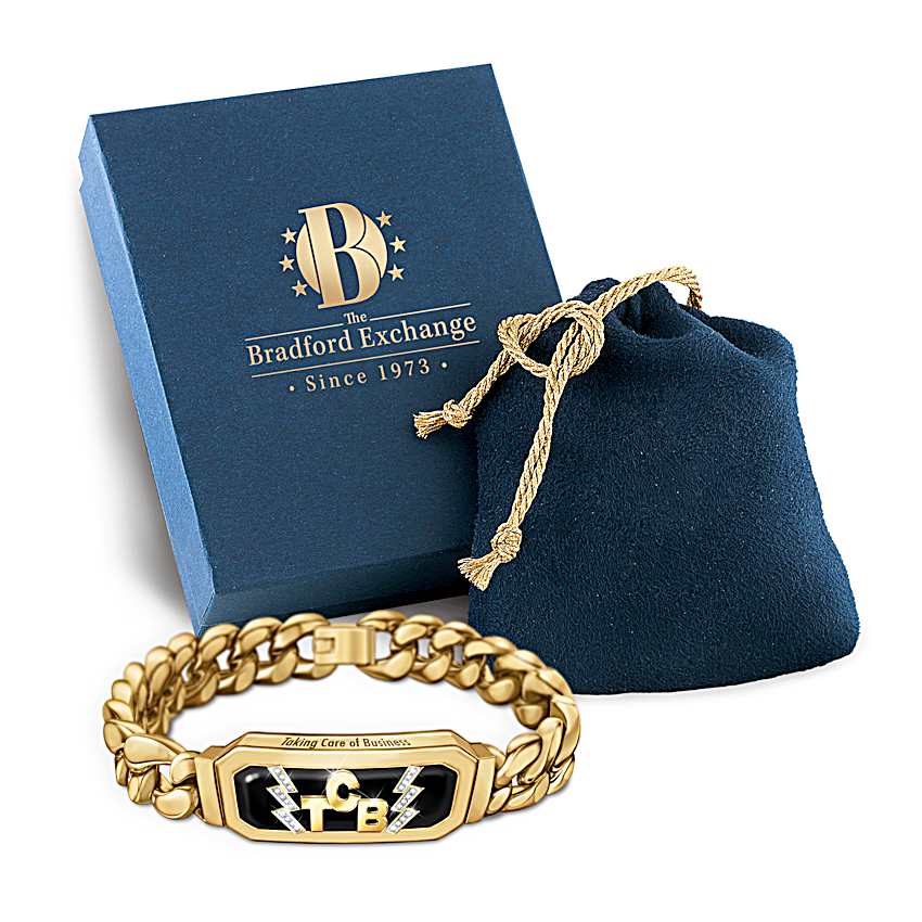 24K Gold Ion-Plated Link Bracelet Adorned With TCB Logo And