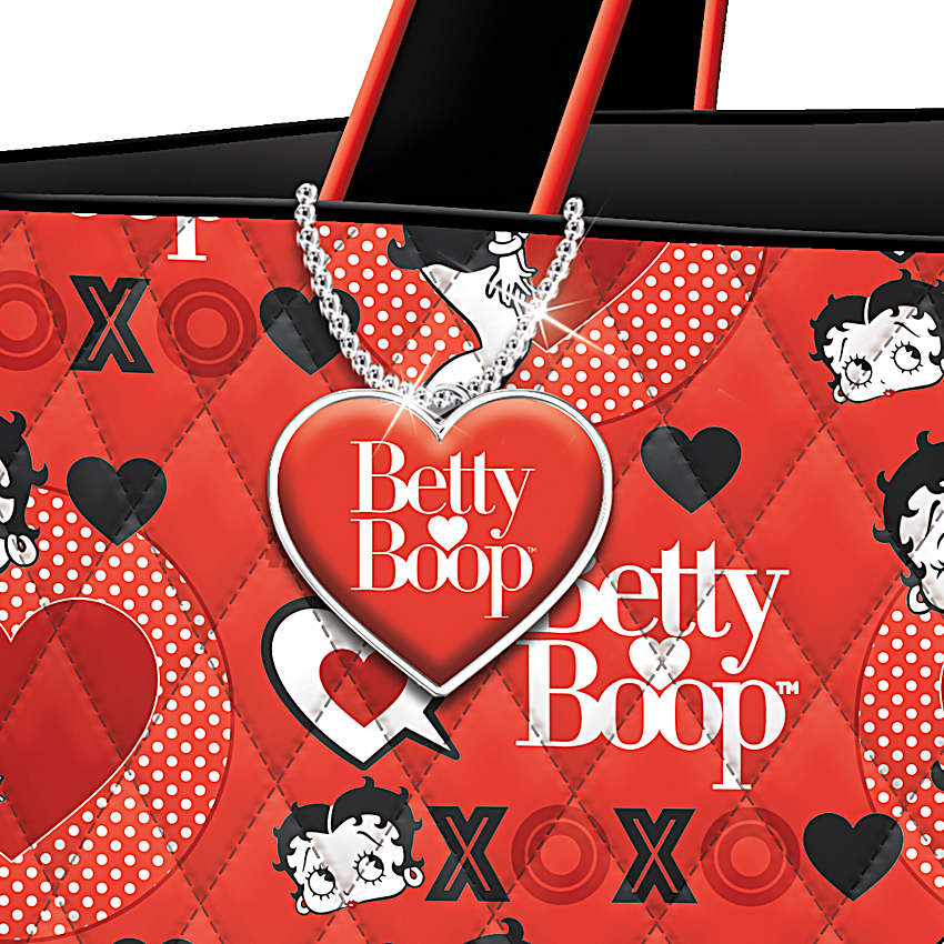 Betty Boop Kissable Charm Tote Hugs And Kisses Womens Diamond Quilted Cotton-Poly Twill Red  main image 3