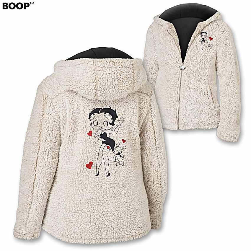 Sassy Sweetheart Ivory Lightweight Sherpa Jacket Lined In A Black