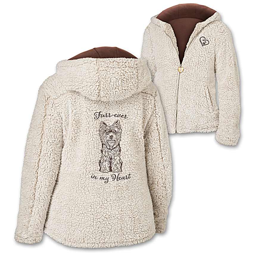 Furr-ever In My Heart Yorkie Ivory Lightweight Sherpa Jacket Lined