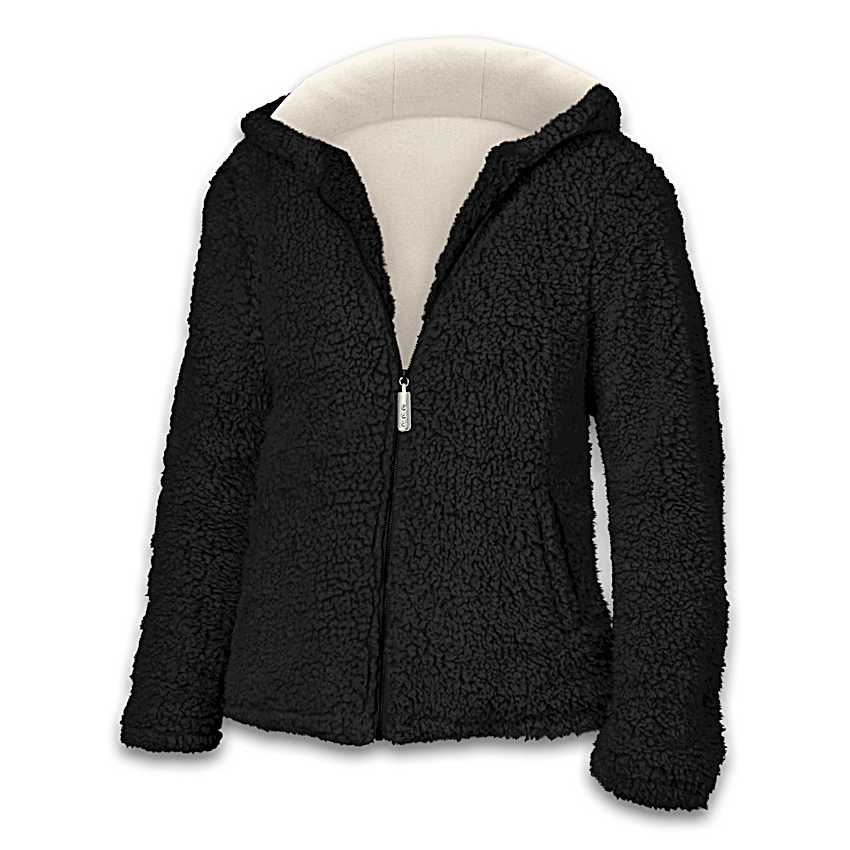 Power Of Hope Black Lightweight Sherpa Jacket Lined With Ivory