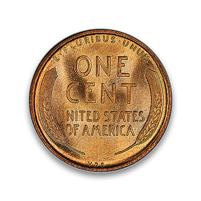 The Only Reverse V.D.B. 95% Copper Abraham Lincoln Wheat Penny 1