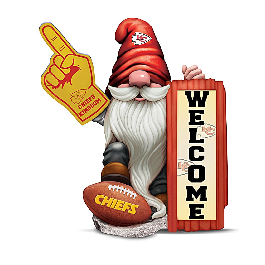 Kansas City Chiefs Solar Powered NFL Garden Gnome Welcome Sign