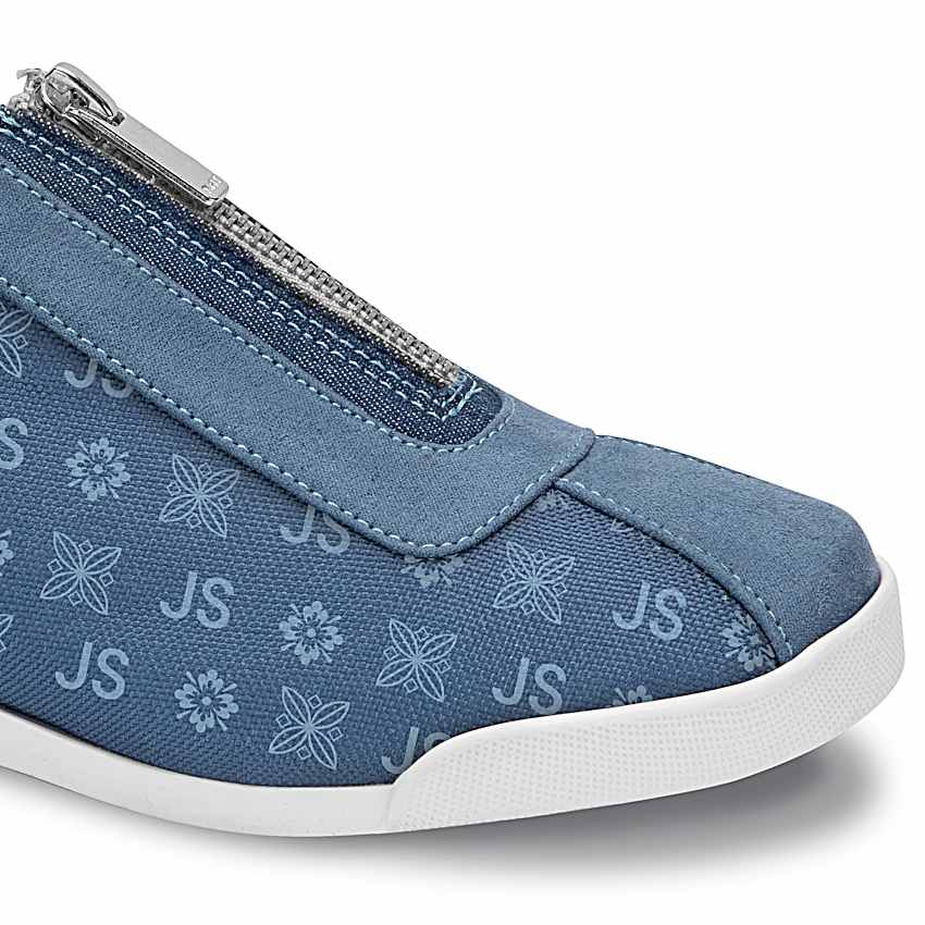 Personalized Blue Canvas Zipper Shoes Featuring An All-Over