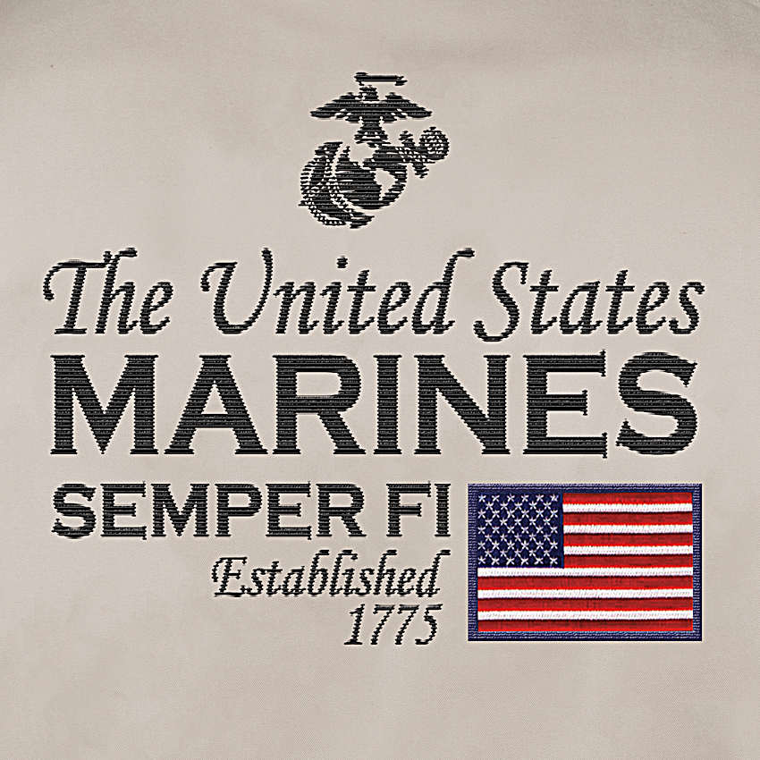 U.S. Marines Mens Tan Jacket With A USMC Emblem Patch And