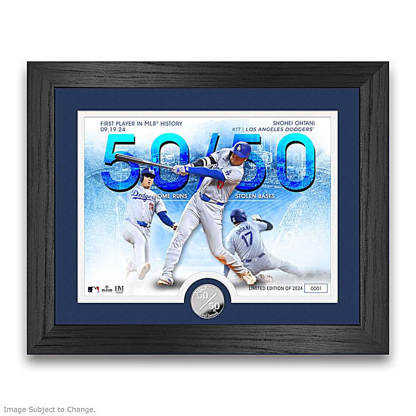 Shohei Ohtani 記念フレーム付き写真セット LA Dodgers Shohei Ohtani MLB First-Ever 50/50 Framed Wall Decor