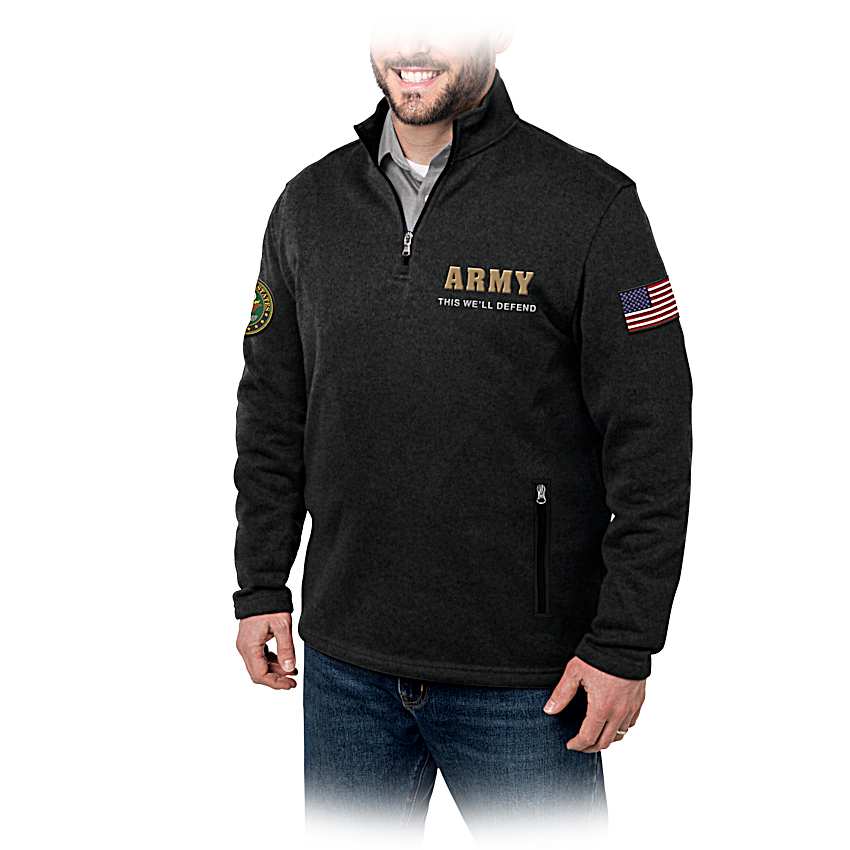 U.S. Army Black Fleece Quarter Zip Pullover Featuring American