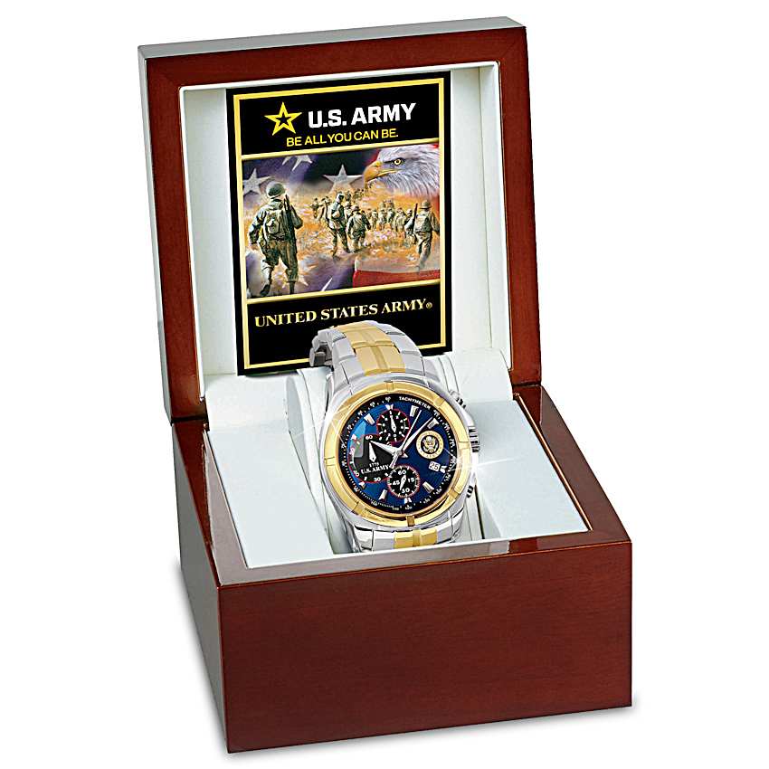 Mens Dual-Toned Stainless Steel Chronograph Watch Adorned With