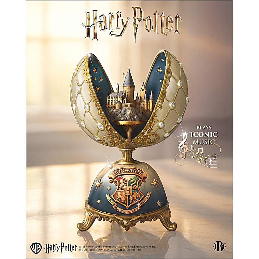 HARRY POTTER Peter Carl Faberge-Style Egg-Shaped HOGWARTS Music