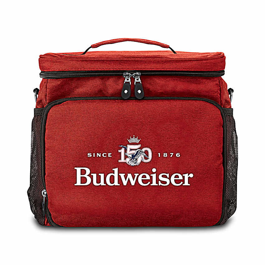 Red Canvas Budweiser Soft Cooler Bag With Water Resistant Lining