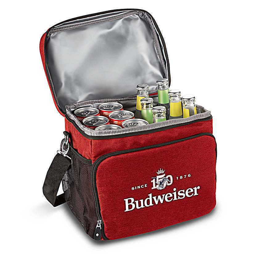 Red Canvas Budweiser Soft Cooler Bag With Water Resistant Lining