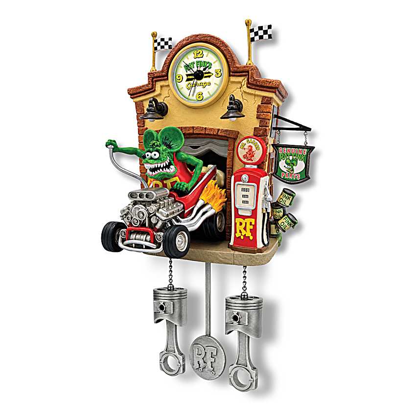 Ed Big Daddy Roth Hand-Painted Rat Fink Garage Wall Clock With RF
