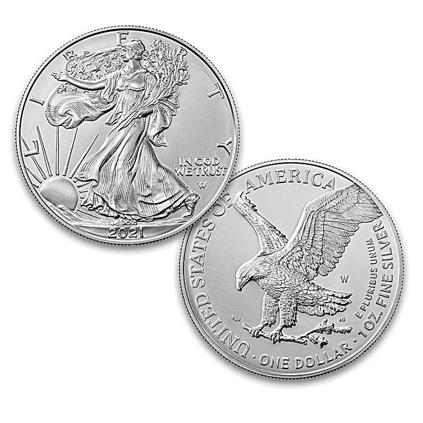 2021 American Silver Eagle Type 2 Minted Bar & Coin Set Featuring