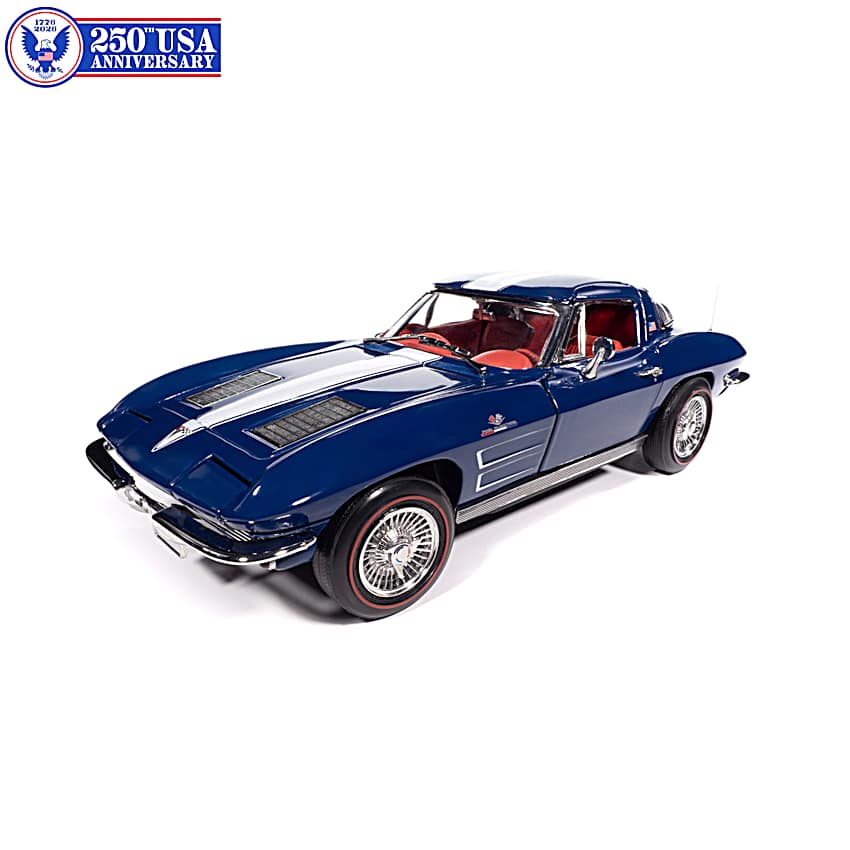 1963 Chevy Corvette Sting Ray 1:18-Scale Diecast Car Featuring A