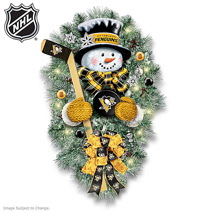 Pittsburgh Penguins® NHL® Illuminated Christmas Snowman Wreath