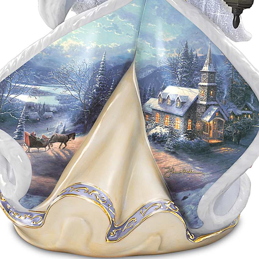 トーマスキンケイド Ice Cream Parlor ライト付ミニチュア Thomas Kinkade Winter Angels Of Light Figurine Collection