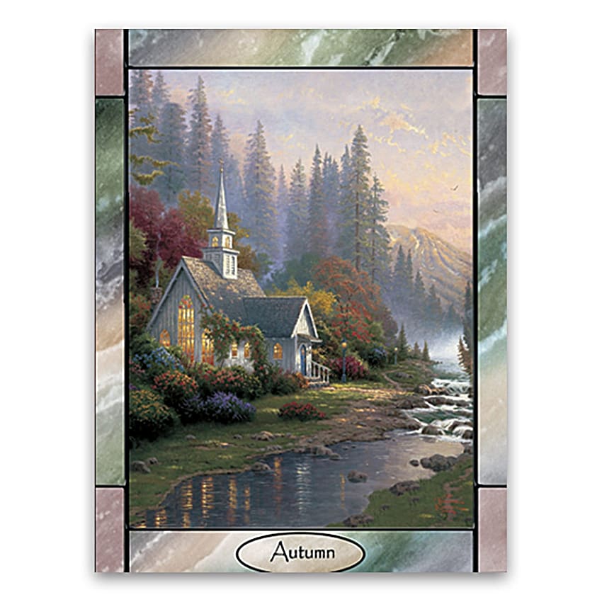 Thomas Kinkade Wall Clock With Stained Glass Art - Time For All