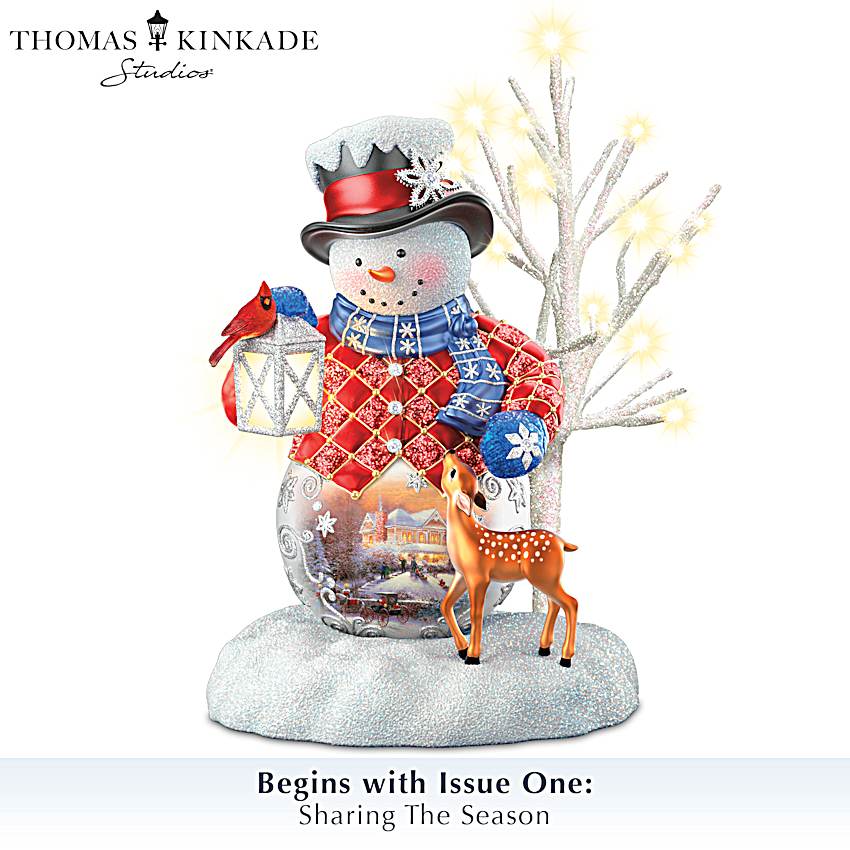 Thomas Kinkade Snow Wonderful Illuminated Snowman Figurine Collection