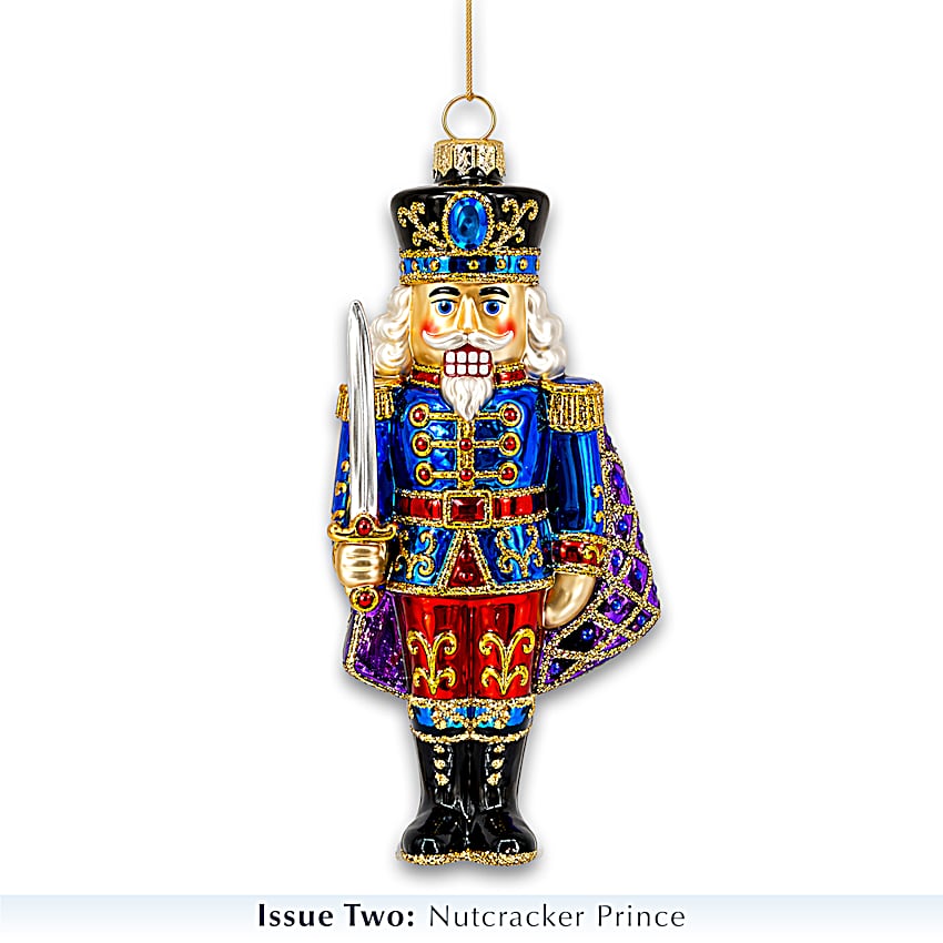 Peter Carl Faberge-Style Hand-Painted Nutcracker Glass Ornaments