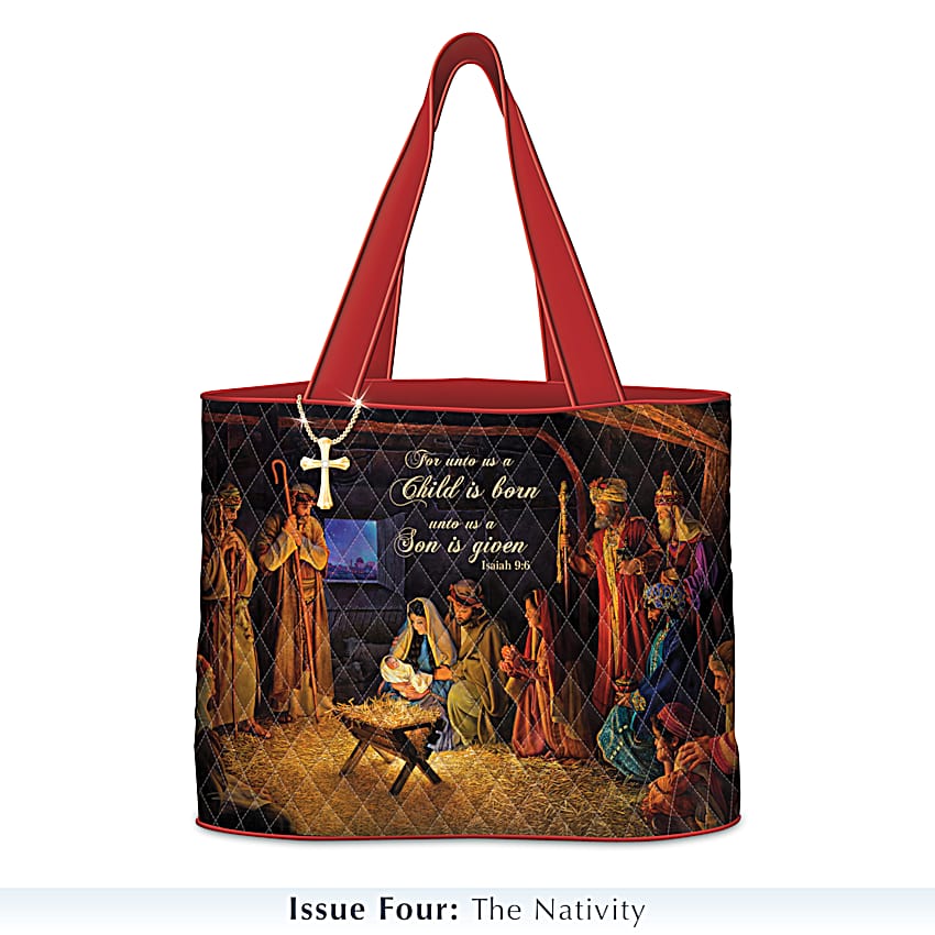 Faithful Journey Religious Quilted Poly-Twill Tote Bag Collection