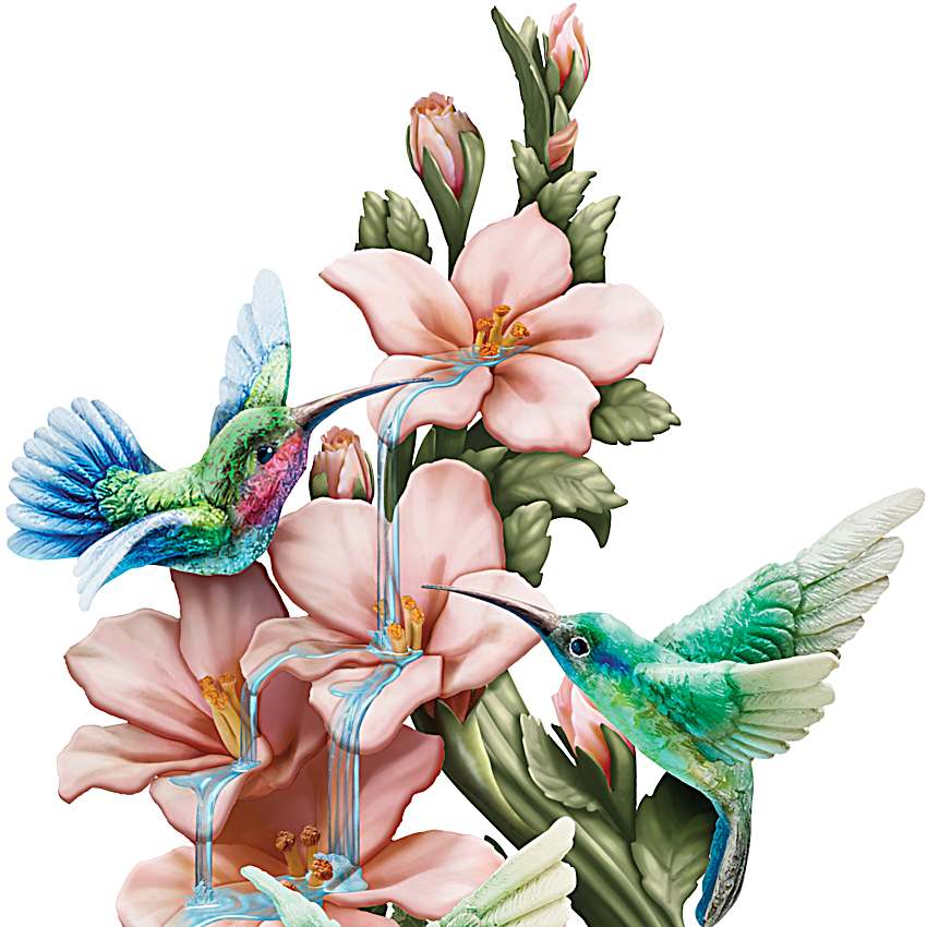 Hummingbird Garden Illuminated Hand-Painted Sculpture Collection