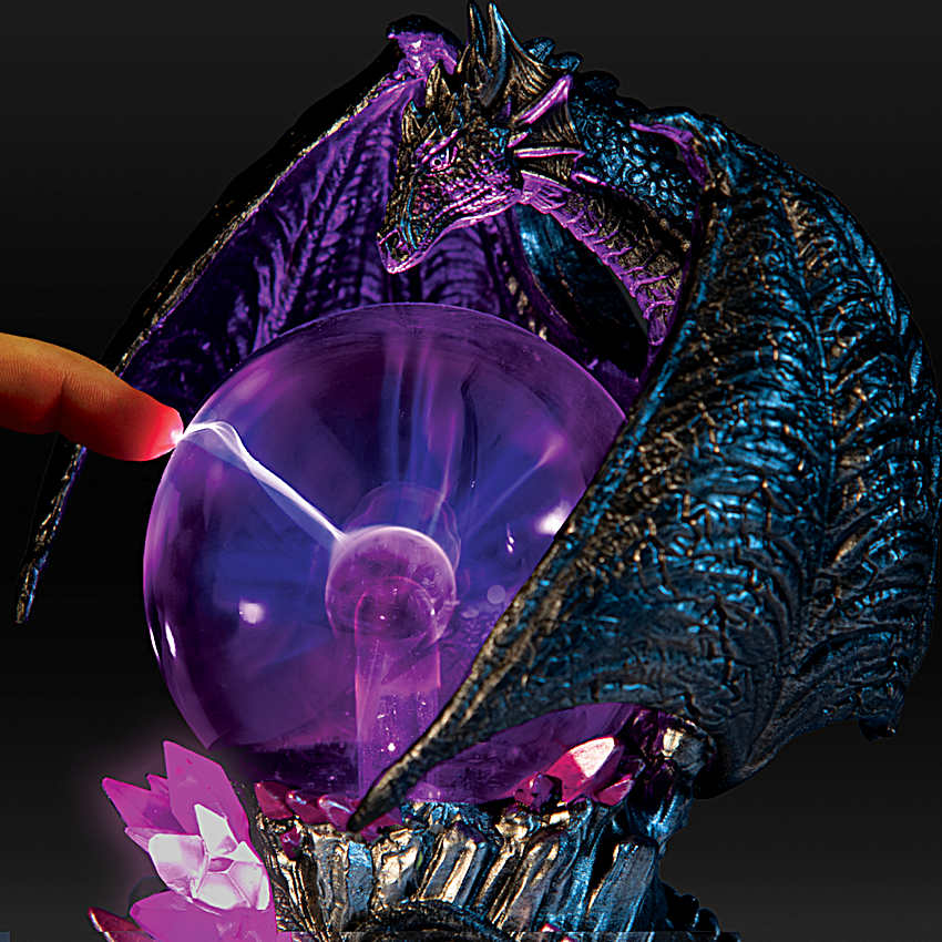 Dragon Sculptures Adorned With Illuminated Plasma Balls That Are