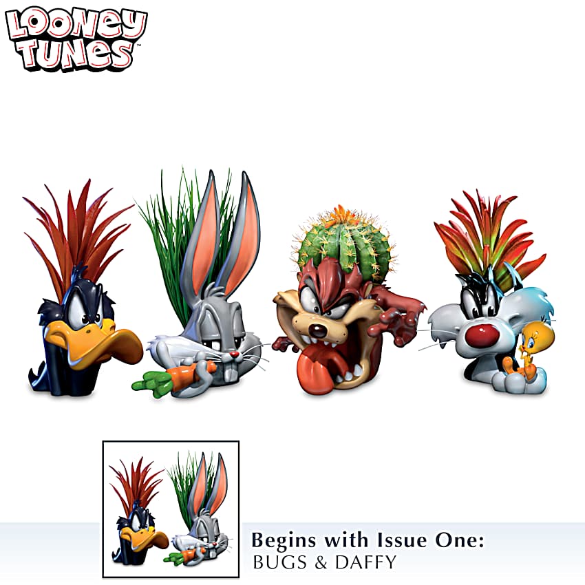 LOONEY TUNES Sculptures Featuring Hand-Painted Succulent Planters