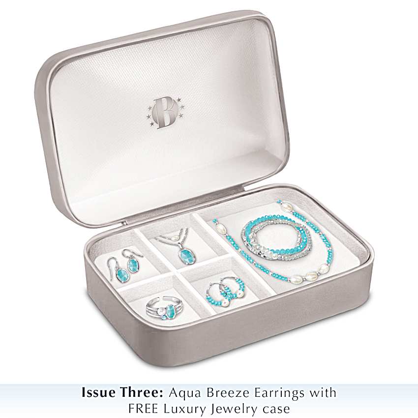 Silver-Tone Aqua Crystal Jewelry Collection Featuring A Necklace