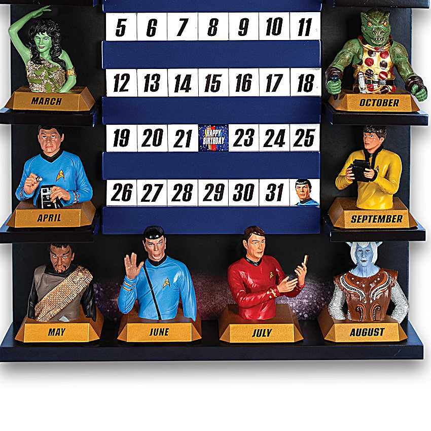 STAR TREK Perpetual Calendar With 12 Character Sculptures, Date